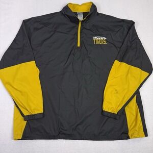 Mizzou Tigers Missouri 1/4 Zip Windbreaker Jacket Mens XL Black Gold NCAA Knight